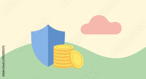 Blue Shield Protecting Gold Coins Security.