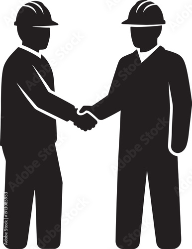 Construction Workers Shaking Hands on Site