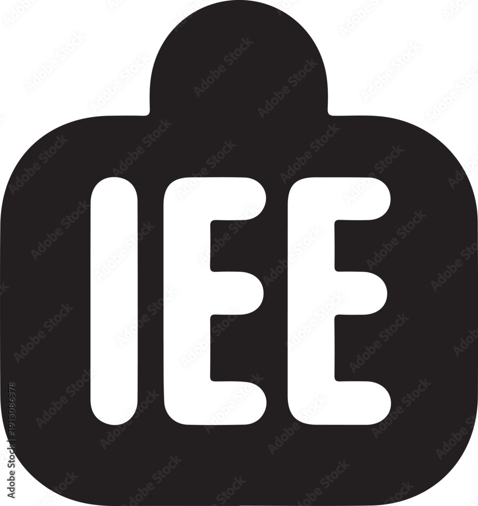 Obraz premium Ice Cube Icon with IEE Text Solid, Black solid ice cube icon with IEE
