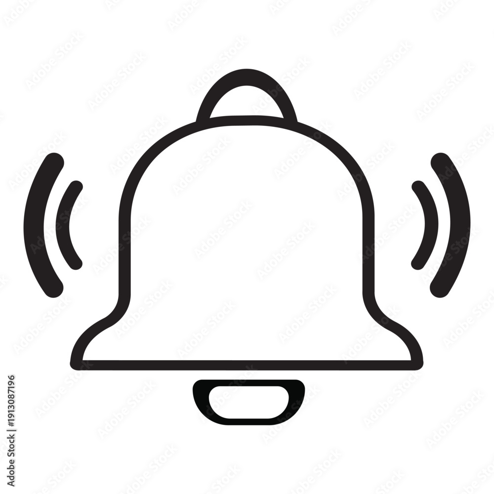 Fototapeta premium A classic bell icon with sound waves radiating from its sides