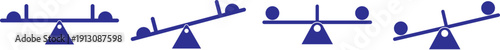 balance swing icon, playground seesaw vector icon set. Simple black and white seesaw illustration with a minimalist silhouette. Seesaw icon, logo, app, template. EPS10