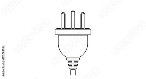 Line drawing of a three prong electrical plug showing connection pins
