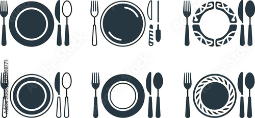 Restaurant Dining, AI Technology, Social Media, Security Shields, and Magic Sparkle Star Vector Set