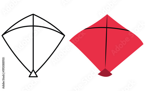 Continuous One Line Kite Drawing Minimal Line Art Vector Illustration
