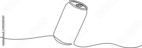 A crumpled soda can lying on its side on a flat surface. Vector