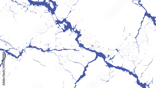 Blue cracks on white background texture pattern