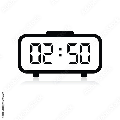 Professional digital clockface icon with ten minutes to three display ideal for office reminder alerts