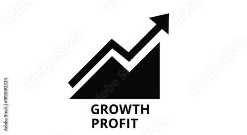 Growth and profit concept a black arrow pointing upwards with text