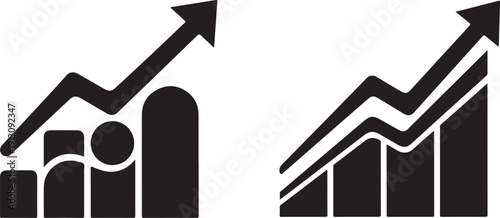 Business Growth Chart with Increasing Arrows and Graphs Icons