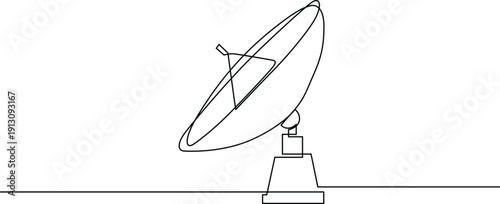 A large satellite dish with a tripod stand and a clear sky background Vector