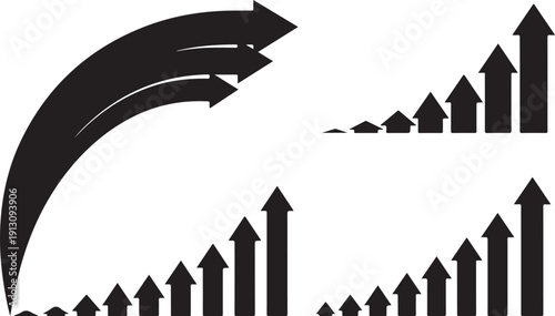 Business Growth Concept with Arrows and Increasing Graphs