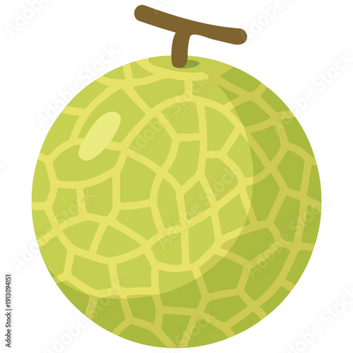 A textured light-green cantaloupe or muskmelon illustration. This minimalist flat-style icon is ideal for fruit salad and breakfast themes.
