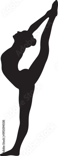 Gymnast Performing Floor Dance Move Silhouettes Flexible Pose Isolated On White Background