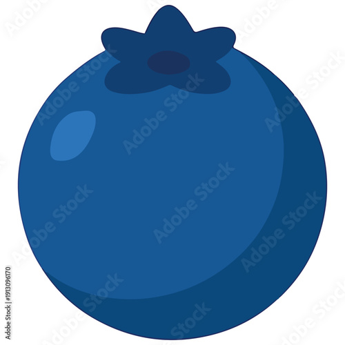 A single, deep blue blueberry in a minimalist flat style. Great for smoothie, breakfast, and "superfood" nutrition graphics.