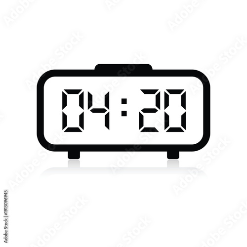 Elegant flat vector illustration of digital clock showing twenty minutes past four for smart home