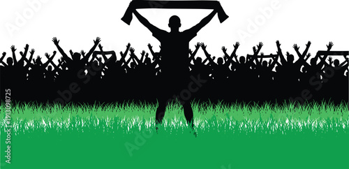 WebBlack Silhouette Vector of Cheering Crowd with Water Ripple Reflection Effect Featuring People Raising Hands at Music Concert Festival Party or Public Event Celebration