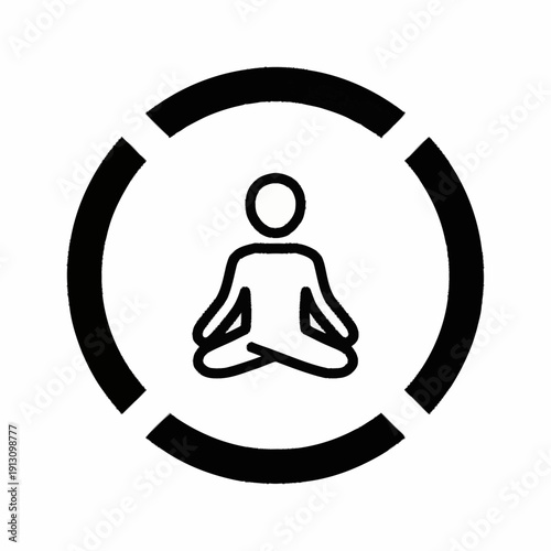 Meditating Person Inside Concentric Circles Icon.