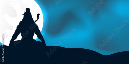 Happy maha Shivratri, a Hindu festival celebrated of lord shiva night. Creative vector illustration design with silhouette of lord shiva and trishul.