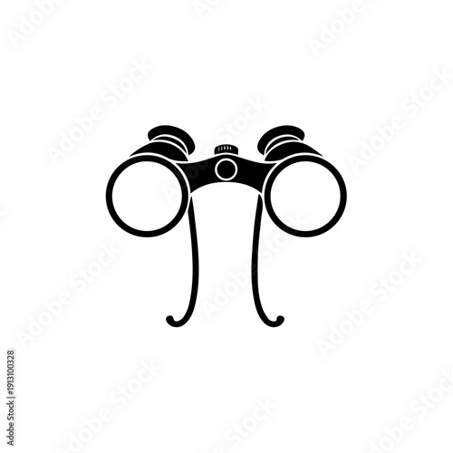 Classic black opera glasses resting on a clean white background