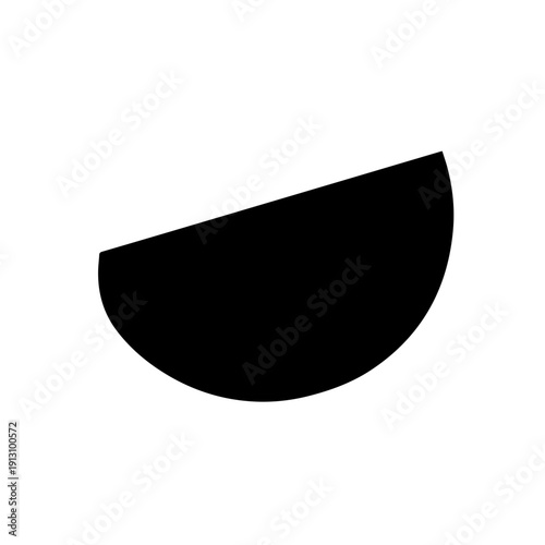 A sleek black half-moon shape on a white background with a clean minimalist design.