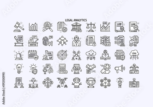 Design Ilustration Concept Icon Set lawyer legal documents and symbols.
