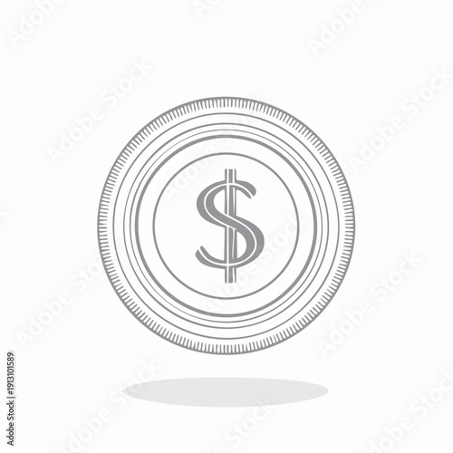 Dollar Coin Icon Simple Design Illustration.