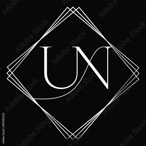 Initial letter UN logo design 
