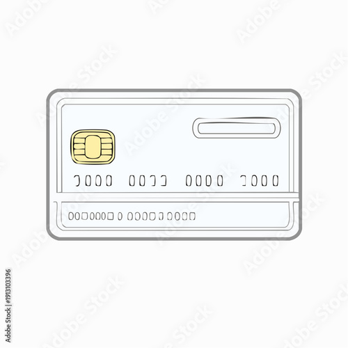 Simple line illustration of a credit card with chip and card number.
