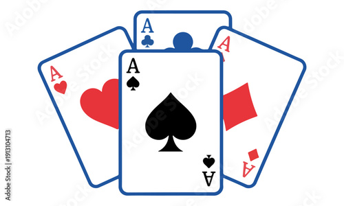 Four Aces Playing Cards Poker Hand Icon Vector Illustration