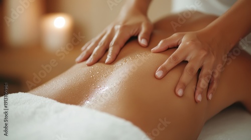 Wallpaper Mural A soothing scene of a therapeutic back massage taking place in a calm spa environment, showcasing relaxation, tranquility, and the rejuvenating benefits of self-care. Torontodigital.ca