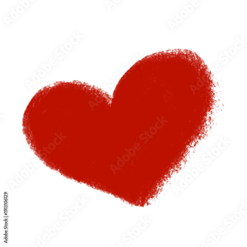 A decorative illustration of a red heart in a simple cartoon style on a white isolated background. The flat design features soft shapes and vibrant colors. Suitable for cards, stickers, packaging, rom