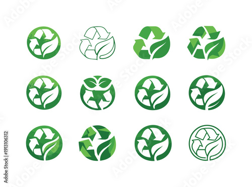 Inspirational design with ecology materials. Icon set. Set Logo of Inspirational design with ecology materials: recycled paper texture