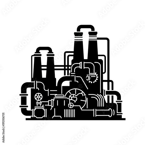 Industrial Plant Machinery Silhouette.