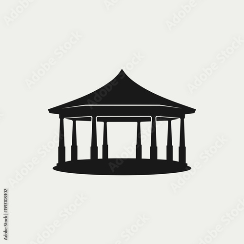 Gazebo Silhouette Icon Vector.
