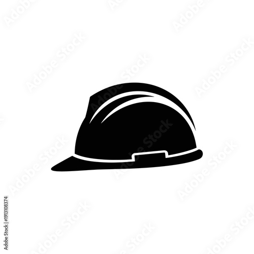 Hard Hat Icon Black Silhouette.
