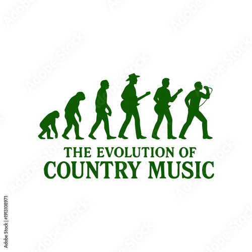 The Evolution of Country Music T-shirt Graphic: From Primate to Rockstar