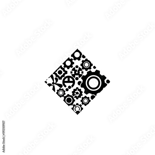 Abstract Geometric Pattern of Interlocking Gears and Mechanical Elements