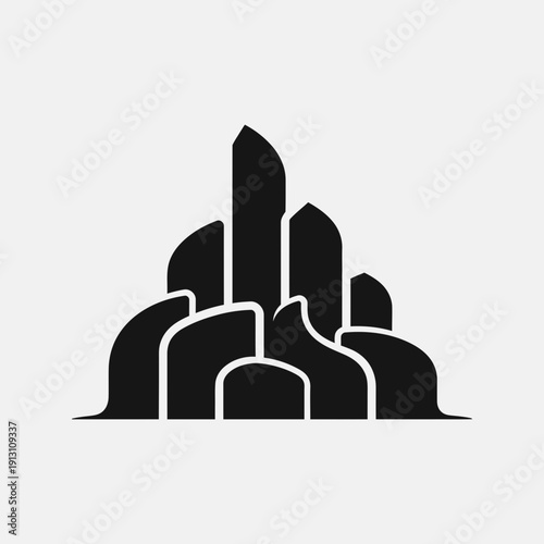 Abstract Mountain Peaks Silhouette Logo.