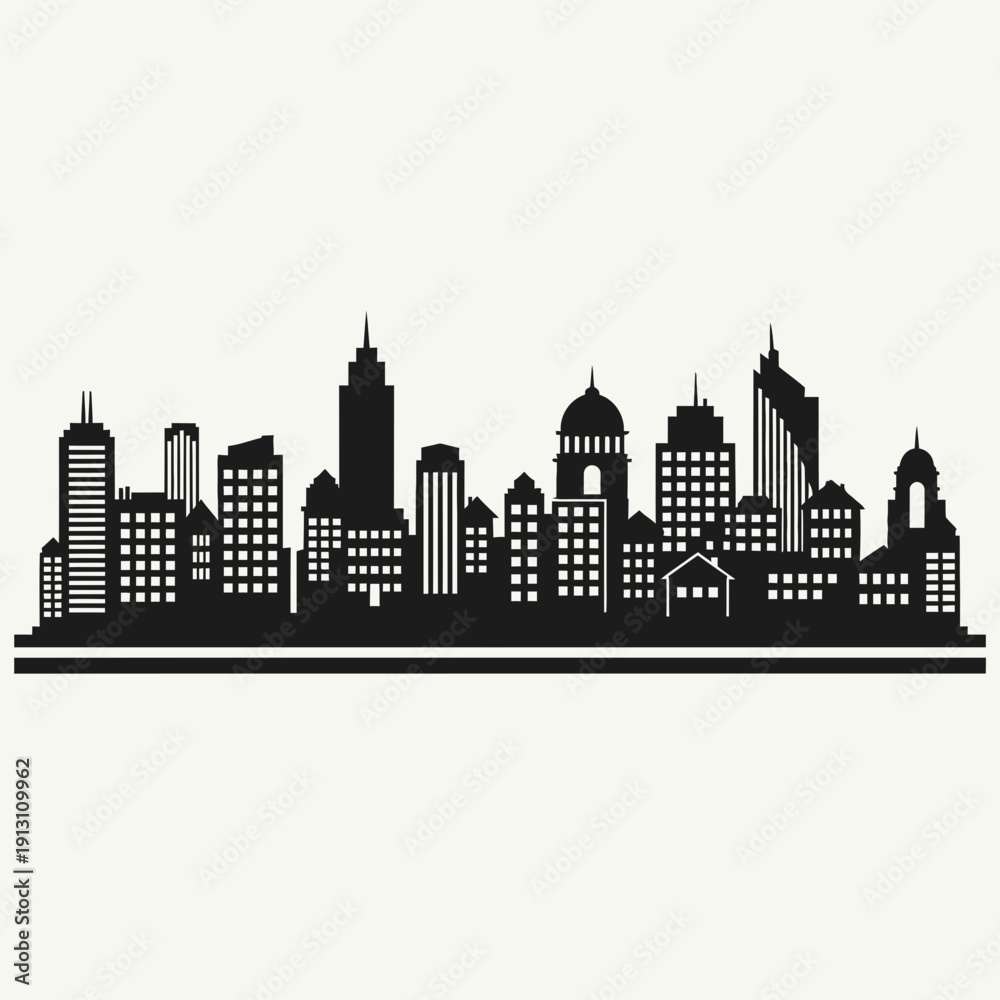 Fototapeta premium Cityscape Silhouette of Modern Buildings 2.