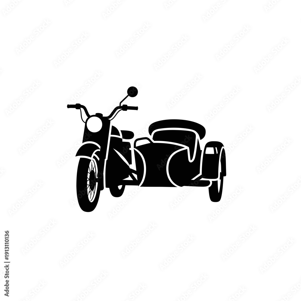 Fototapeta premium Classic Motorcycle with Sidecar Silhouette.
