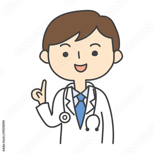 説明をしている白衣を着た医師