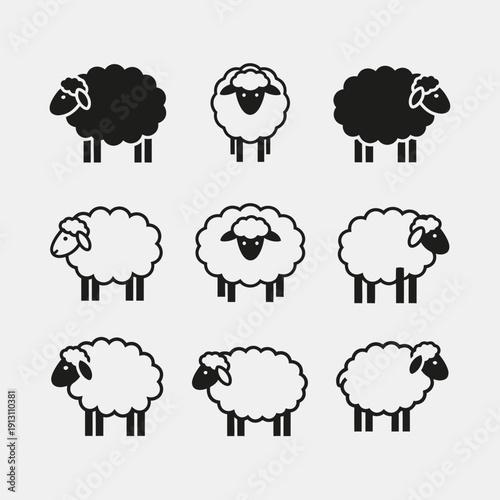 Collection of Sheep Icons in Various Styles.