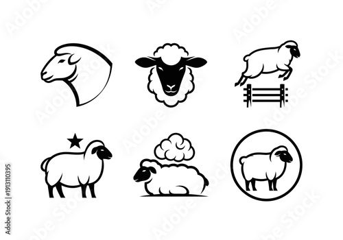 Collection of Sheep Icons and Illustrations.