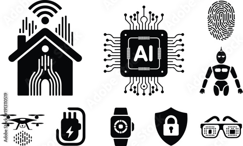 Premium App Icons – Clean Mobile UI Vector Pack Modern App Icon Set – Black Silhouette Vector