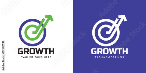 Growth Target Logo Design with Arrow and Business Success Symbol