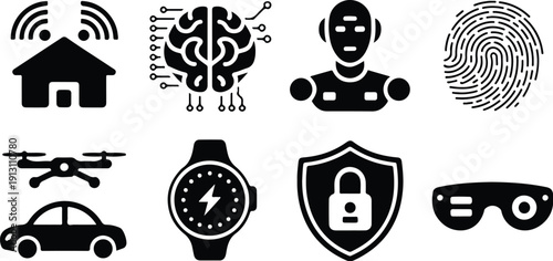 Premium App Icons – Clean Mobile UI Vector Pack Modern App Icon Set – Black Silhouette Vector