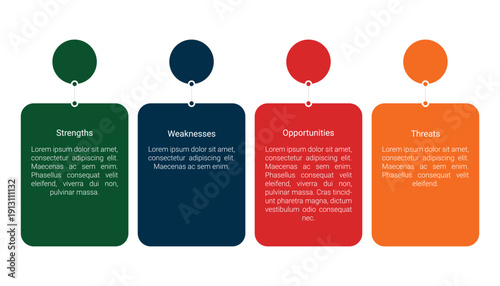 SWOT Analysis Infographic Template With Four Vertical Business Steps