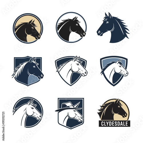 Collection of Horse Head Logos and Emblems.