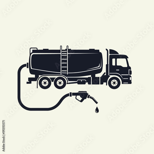 Fuel Tanker Truck Delivering Liquid Fuel.