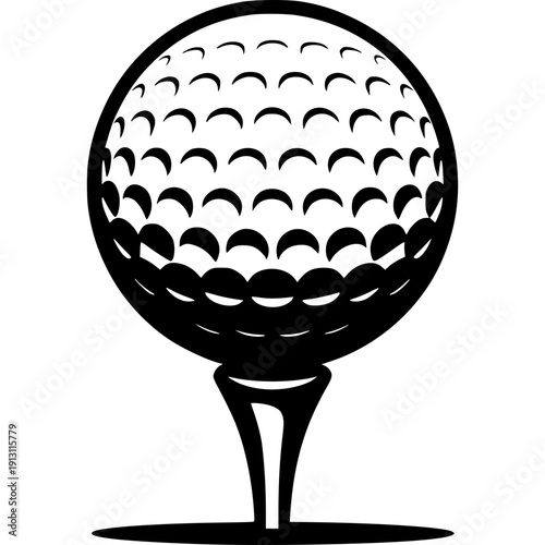 Golf ball on tee isolated on white background for sport and game design